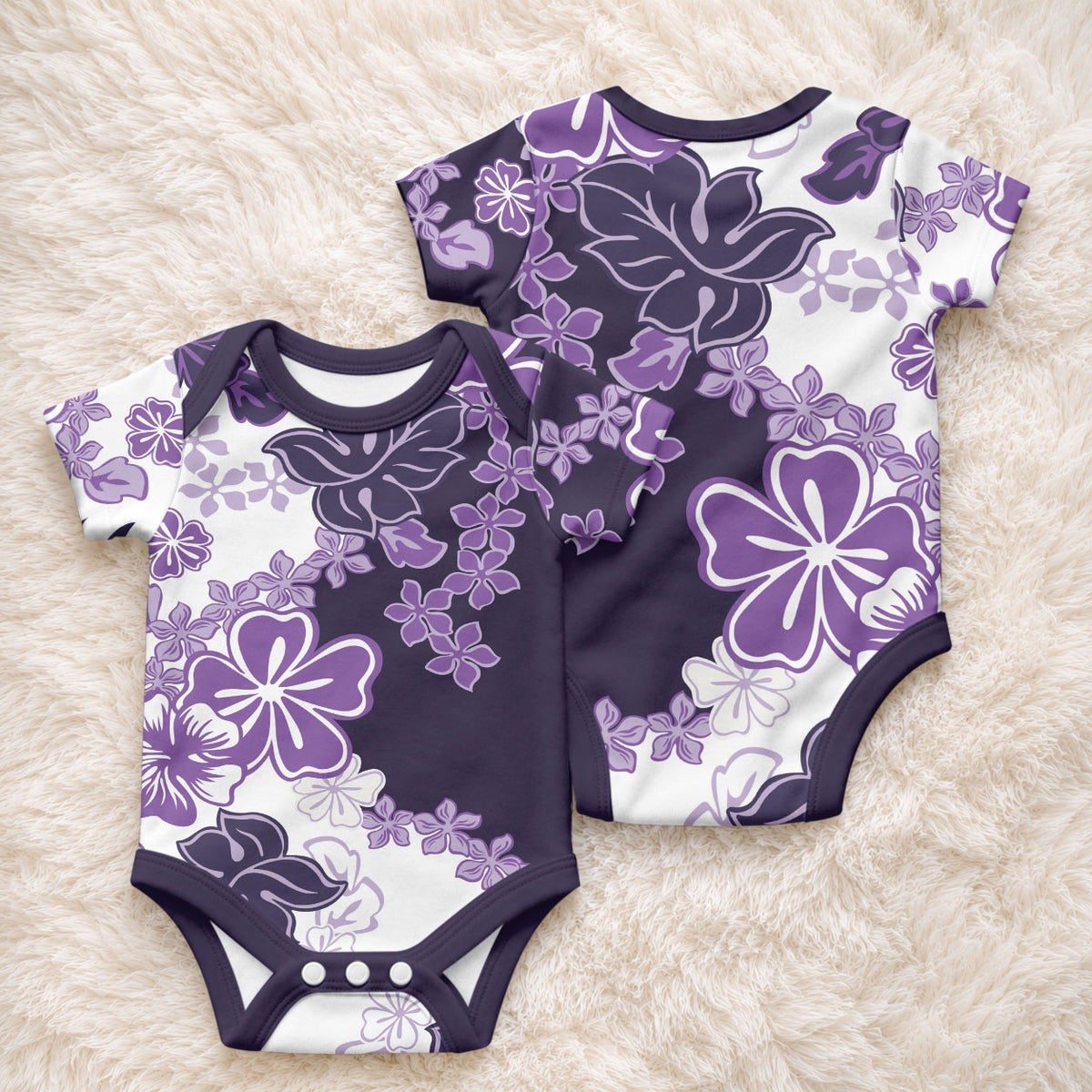 Purple Hibiscus Plumeria Floral Baby Onesie
