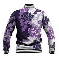 Purple Hibiscus Plumeria Floral Baseball Jacket - Polynesian Pride