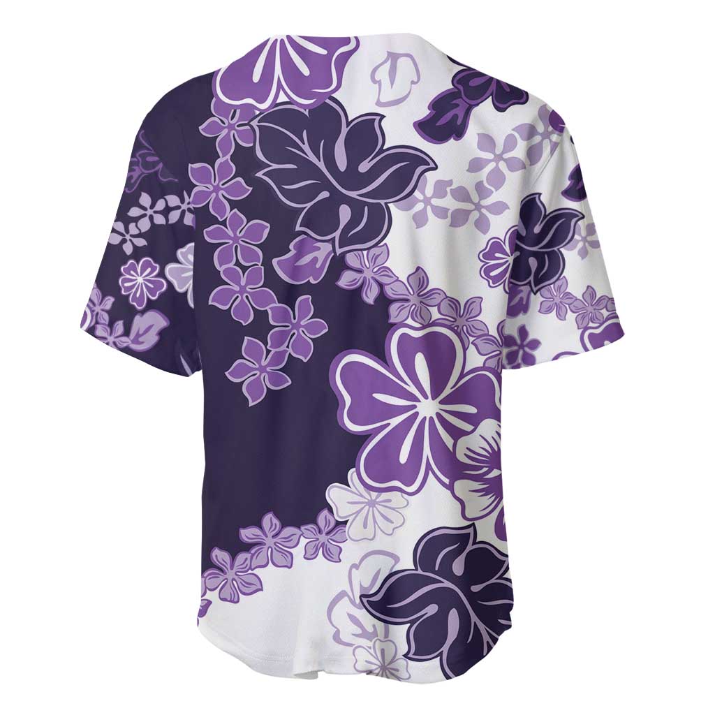 Purple Hibiscus Plumeria Floral Baseball Jersey - Polynesian Pride