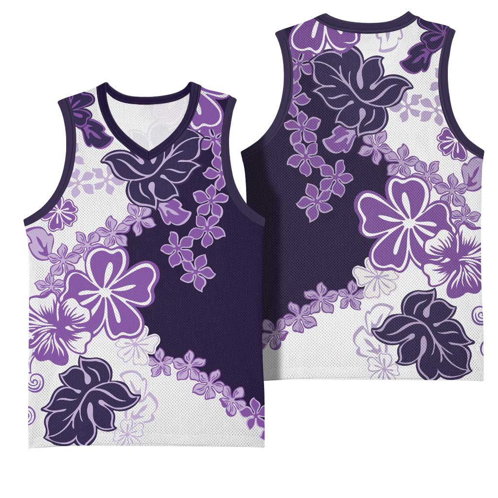Purple Hibiscus Plumeria Floral Basketball Jersey - Polynesian Pride