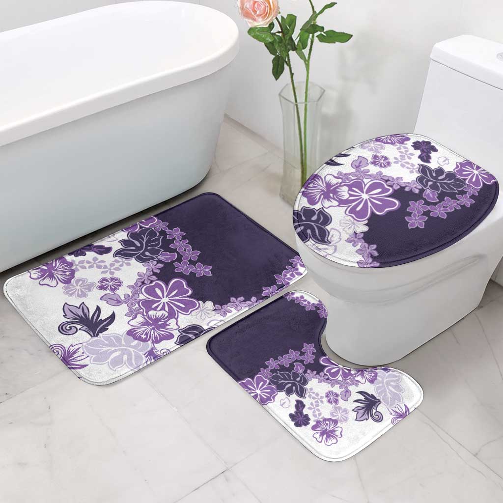 Purple Hibiscus Plumeria Floral Bathroom Set - Polynesian Pride