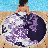 Purple Hibiscus Plumeria Floral Beach Blanket - Polynesian Pride
