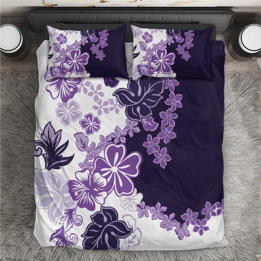 Purple Hibiscus Plumeria Floral Bedding Set - Polynesian Pride