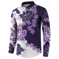Purple Hibiscus Plumeria Floral Button Sweatshirt LT01 - Polynesian Pride