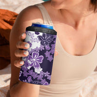 Purple Hibiscus Plumeria Floral 4 in 1 Can Cooler Tumbler - Polynesian Pride