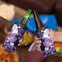 Purple Hibiscus Plumeria Floral 4 in 1 Can Cooler Tumbler - Polynesian Pride
