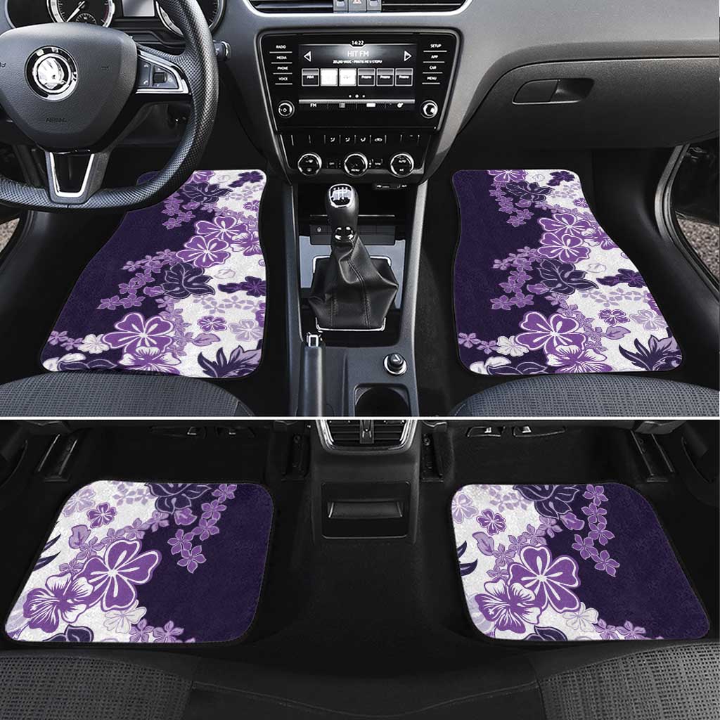 Purple Hibiscus Plumeria Floral Car Mats LT01 Set 4pcs Purple - Polynesian Pride