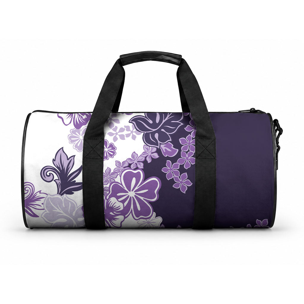 Purple Hibiscus Plumeria Floral Duffle Bag