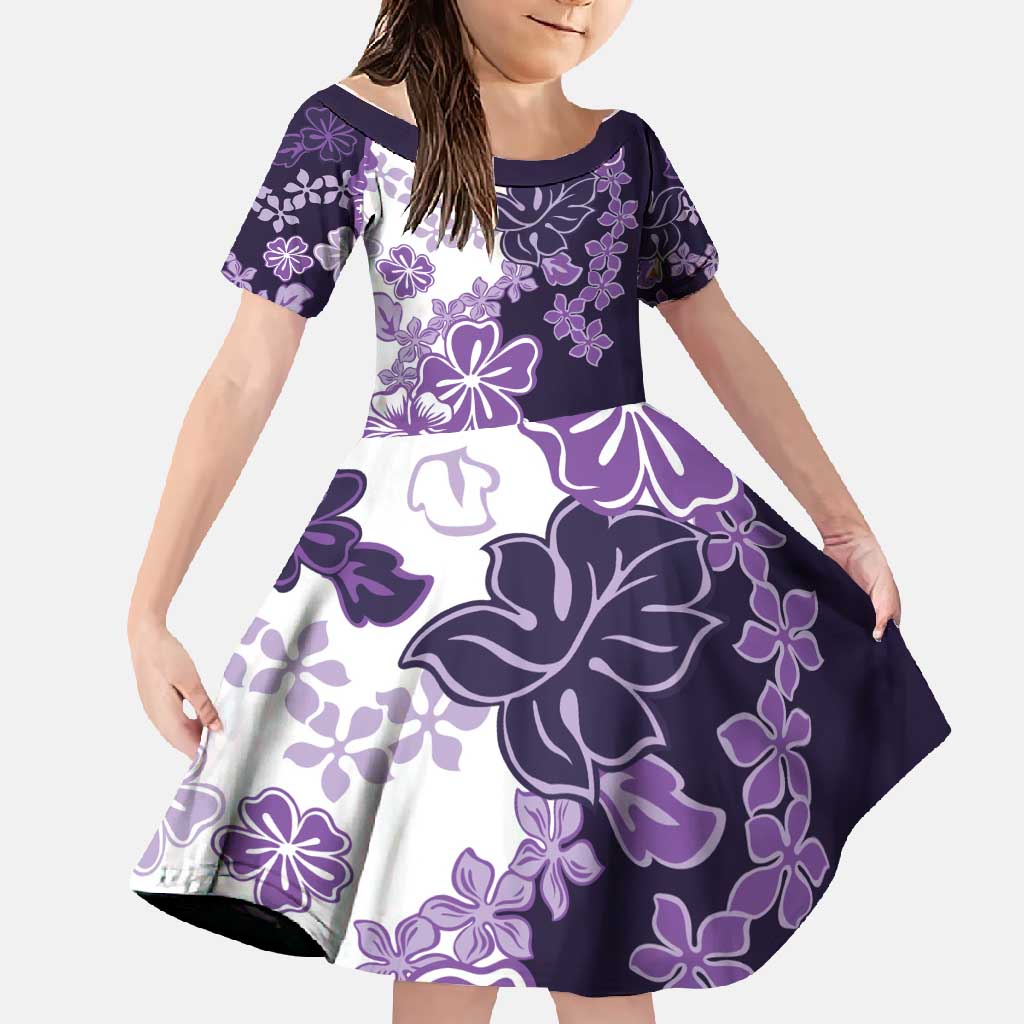 Purple Hibiscus Plumeria Floral Family Matching Off Shoulder Maxi Dress and Hawaiian Shirt - Polynesian Pride