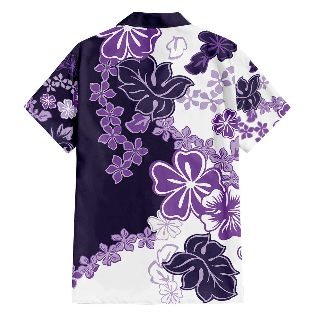 Purple Hibiscus Plumeria Floral Family Matching Off Shoulder Maxi Dress and Hawaiian Shirt - Polynesian Pride