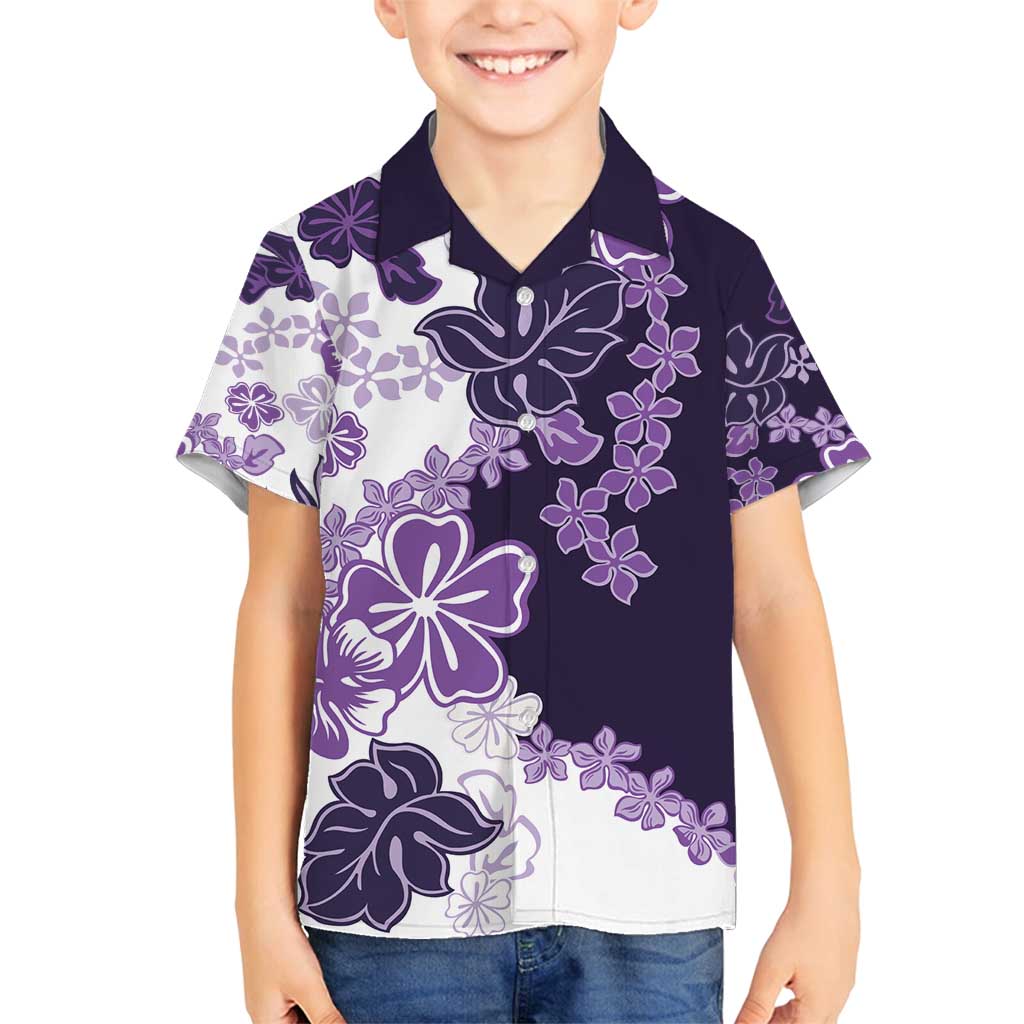 Purple Hibiscus Plumeria Floral Family Matching Summer Maxi Dress and Hawaiian Shirt LT01 Son's Shirt Purple - Polynesian Pride