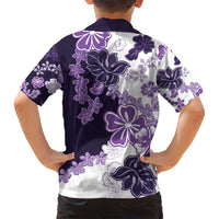 Purple Hibiscus Plumeria Floral Family Matching Tank Maxi Dress and Hawaiian Shirt LT01 - Polynesian Pride