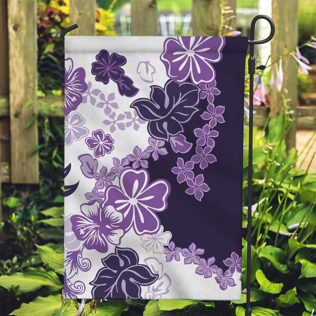 Purple Hibiscus Plumeria Floral Garden Flag - Polynesian Pride