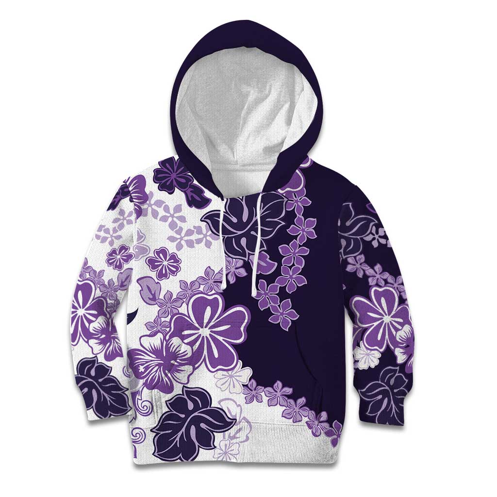 Purple Hibiscus Plumeria Floral Kid Hoodie - Polynesian Pride