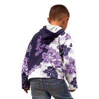 Purple Hibiscus Plumeria Floral Kid Hoodie - Polynesian Pride