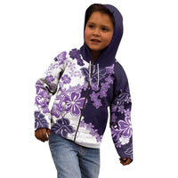 Purple Hibiscus Plumeria Floral Kid Hoodie - Polynesian Pride