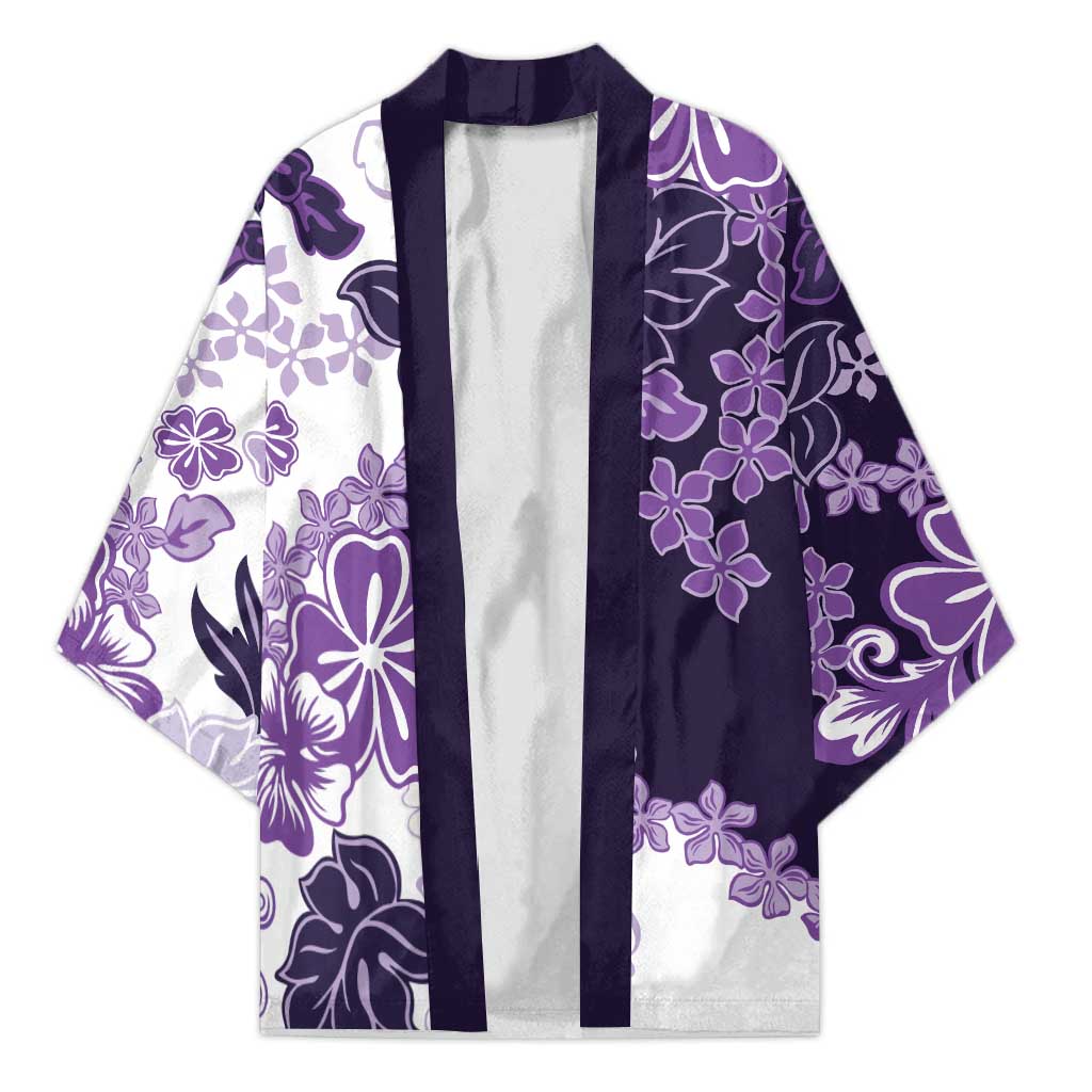 Purple Hibiscus Plumeria Floral Kimono - Polynesian Pride
