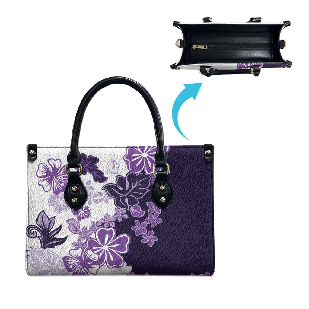 Purple Hibiscus Plumeria Floral Leather Bag - Polynesian Pride