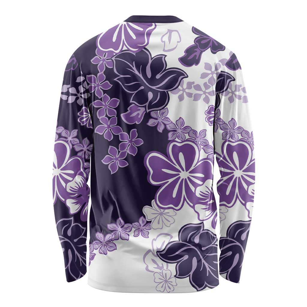 Purple Hibiscus Plumeria Floral Long Sleeve Shirt LT01 - Polynesian Pride
