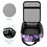 Purple Hibiscus Plumeria Floral Lunch Bag