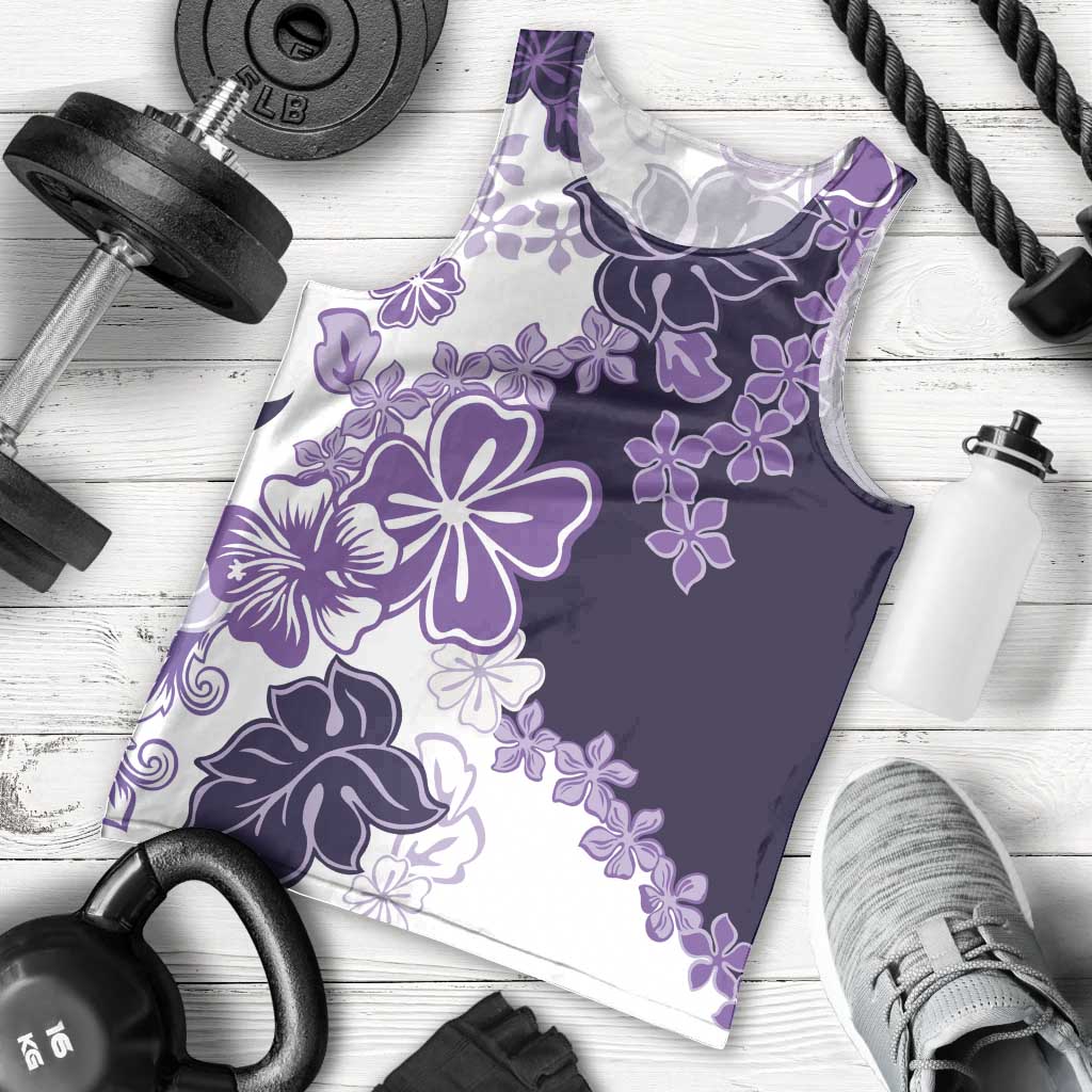Purple Hibiscus Plumeria Floral Men Tank Top - Polynesian Pride