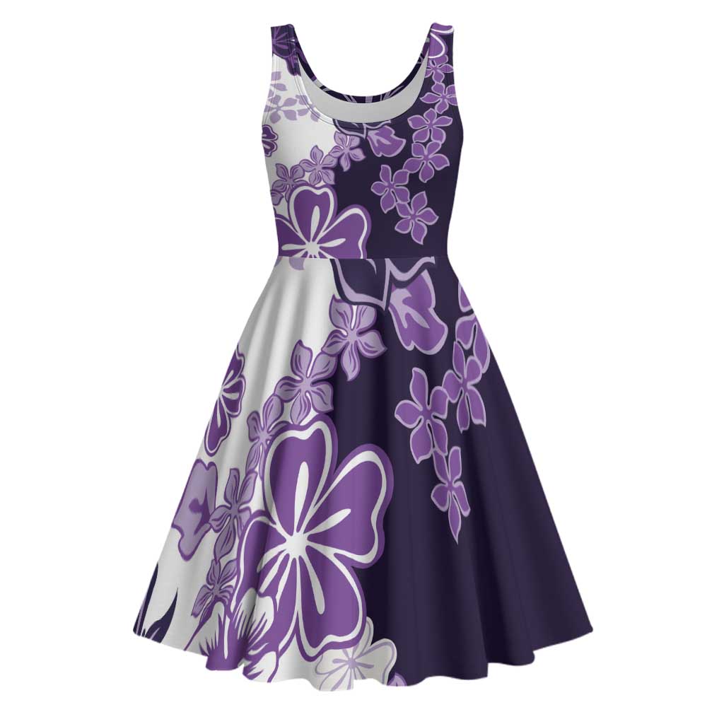 Purple Hibiscus Plumeria Floral Midi Dress - Polynesian Pride