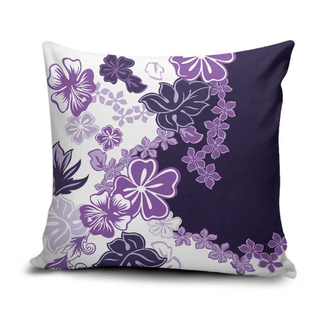 Purple Hibiscus Plumeria Floral Pillow Cover - Polynesian Pride