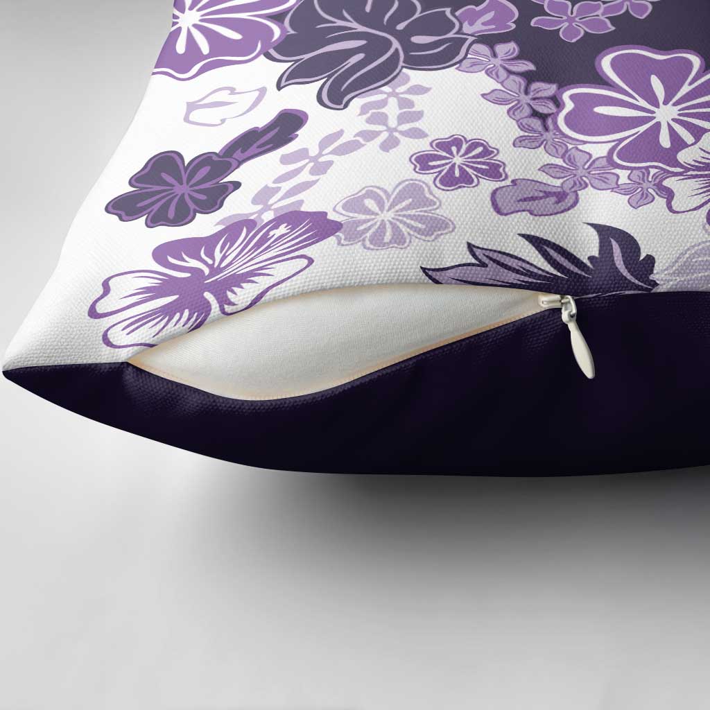 Purple Hibiscus Plumeria Floral Pillow Cover - Polynesian Pride