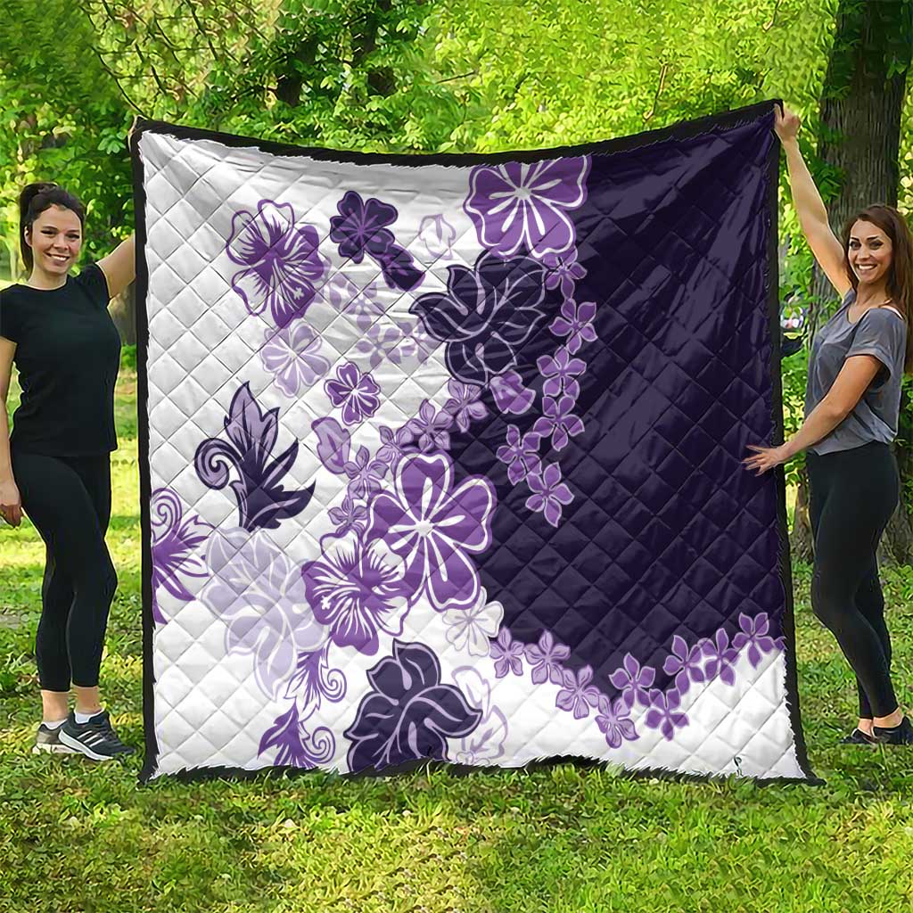 Purple Hibiscus Plumeria Floral Quilt LT01 - Polynesian Pride