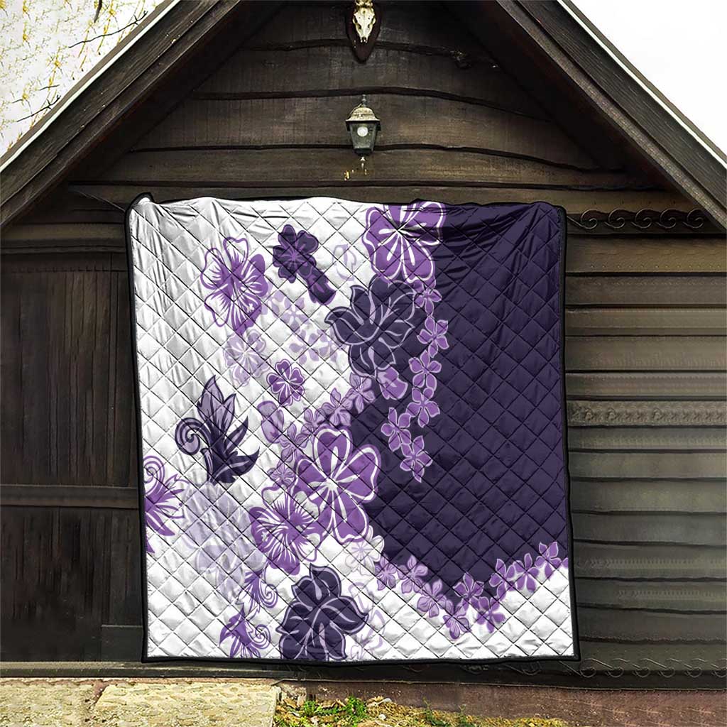 Purple Hibiscus Plumeria Floral Quilt LT01 - Polynesian Pride