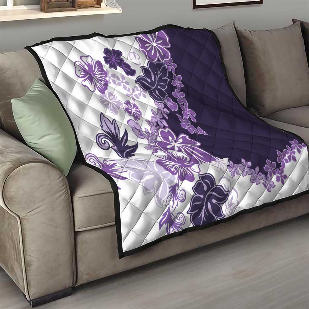Purple Hibiscus Plumeria Floral Quilt LT01 - Polynesian Pride