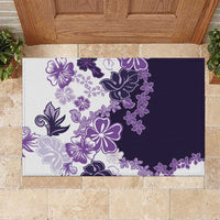 Purple Hibiscus Plumeria Floral Rubber Doormat - Polynesian Pride