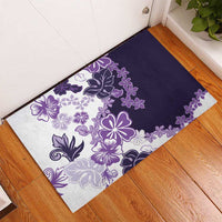 Purple Hibiscus Plumeria Floral Rubber Doormat - Polynesian Pride