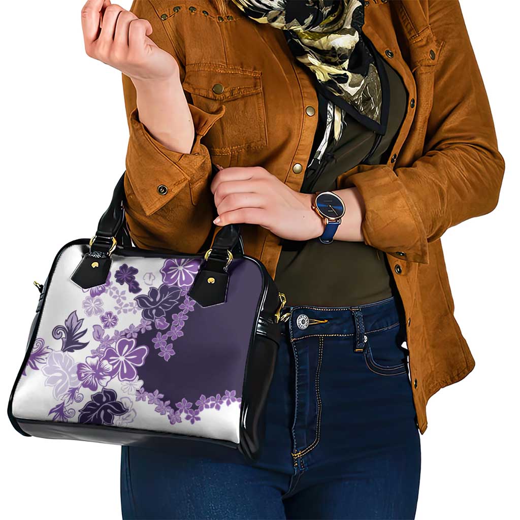 Purple Hibiscus Plumeria Floral Shoulder Handbag - Polynesian Pride