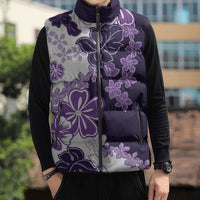 Purple Hibiscus Plumeria Floral Sleeveless Puffer Jacket - Polynesian Pride