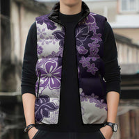 Purple Hibiscus Plumeria Floral Sleeveless Puffer Jacket - Polynesian Pride