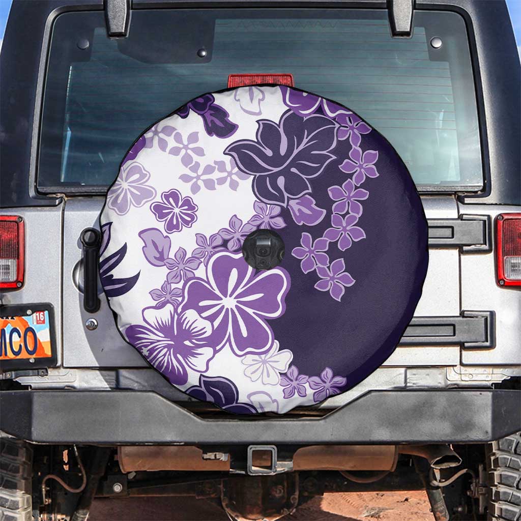 Purple Hibiscus Plumeria Floral Spare Tire Cover - Polynesian Pride