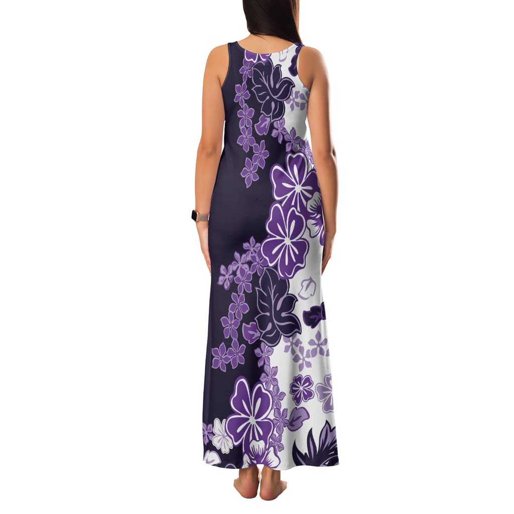 Purple Hibiscus Plumeria Floral Tank Maxi Dress - Polynesian Pride