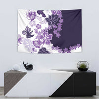 Purple Hibiscus Plumeria Floral Tapestry - Polynesian Pride