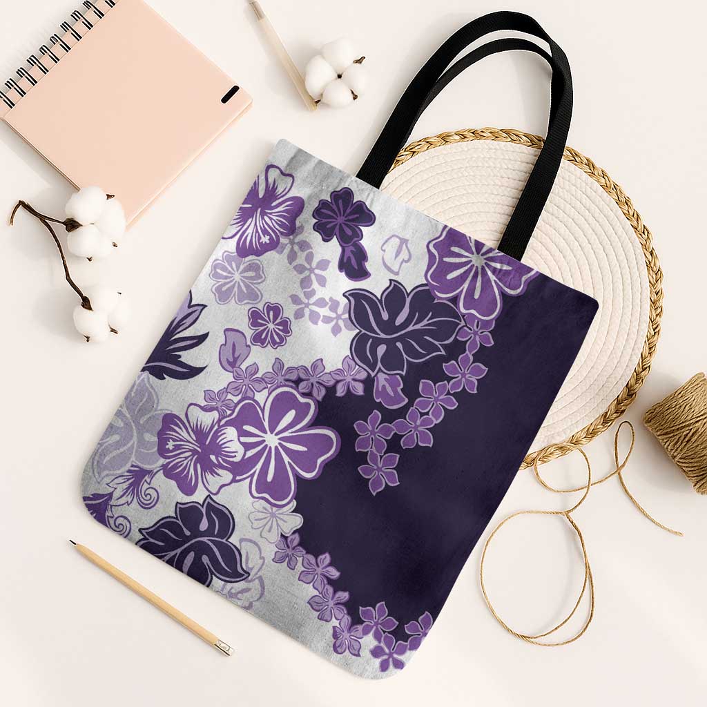 Purple Hibiscus Plumeria Floral Tote Bag LT01 One Size Purple - Polynesian Pride