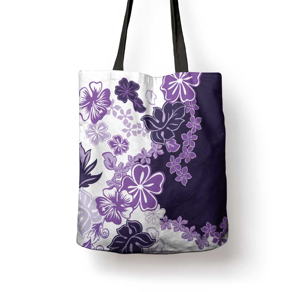 Purple Hibiscus Plumeria Floral Tote Bag LT01 - Polynesian Pride