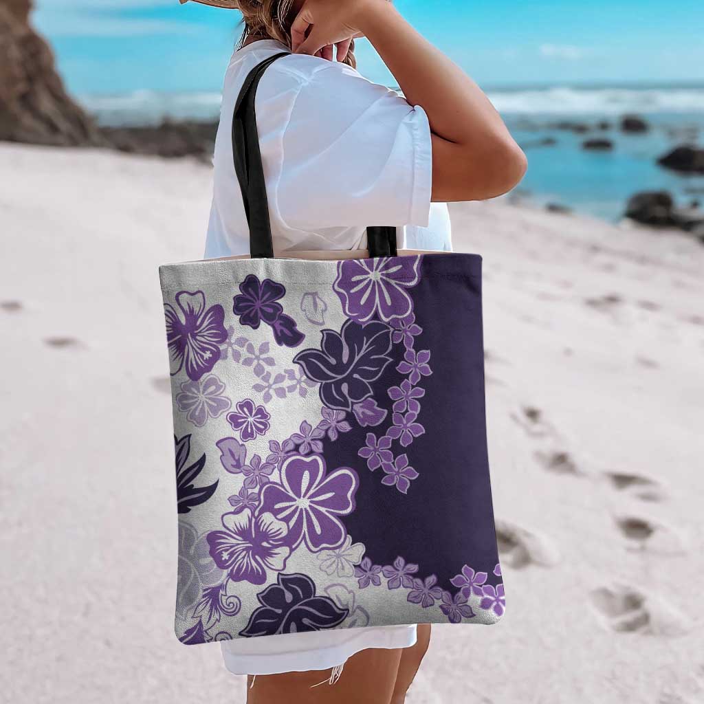 Purple Hibiscus Plumeria Floral Tote Bag LT01 - Polynesian Pride