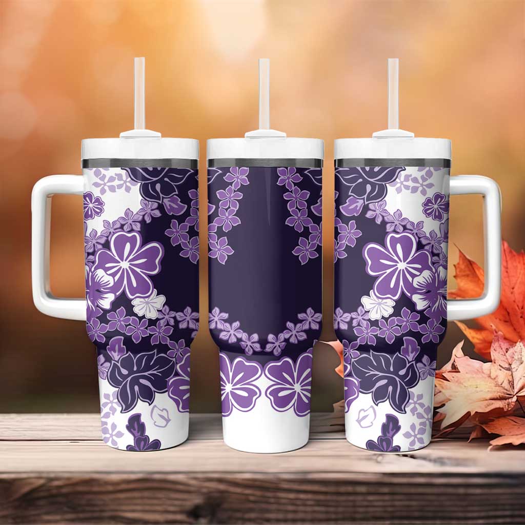 Purple Hibiscus Plumeria Floral Tumbler With Handle LT01 - Polynesian Pride