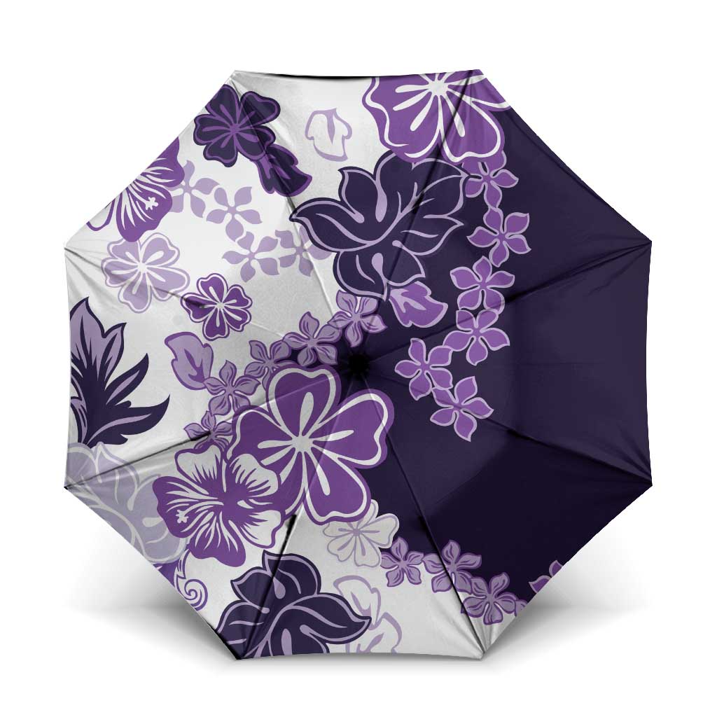 Purple Hibiscus Plumeria Floral Umbrella - Polynesian Pride