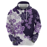 Purple Hibiscus Plumeria Floral Zip Hoodie - Polynesian Pride