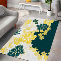 Yelow Teal Hibiscus Plumeria Floral Area Rug LT01 - Polynesian Pride