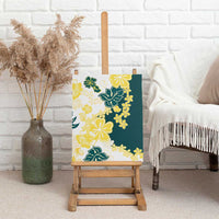 Yelow Teal Hibiscus Plumeria Floral Canvas Wall Art - Polynesian Pride