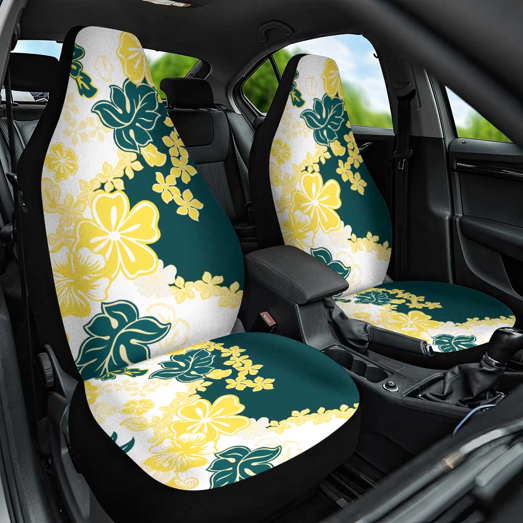 Yelow Teal Hibiscus Plumeria Floral Car Seat Cover - Polynesian Pride