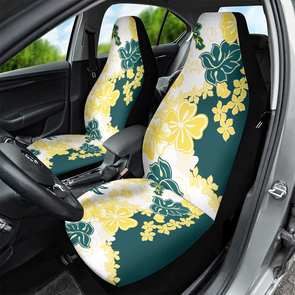 Yelow Teal Hibiscus Plumeria Floral Car Seat Cover - Polynesian Pride