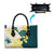 Yelow Teal Hibiscus Plumeria Floral Leather Bag - Polynesian Pride